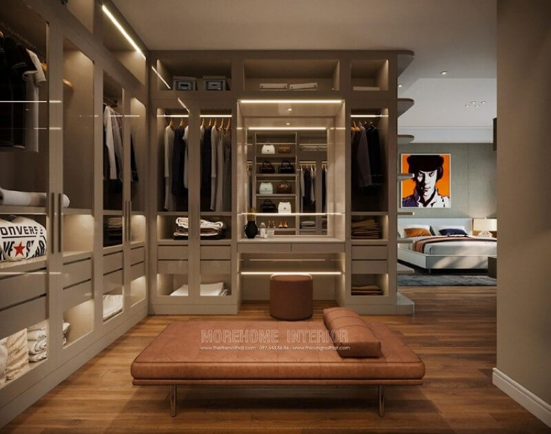 Phòng ngủ liền phòng thay đồ ấn tượng với cách trang trí hiện đại, sang trọng Thiết kế nội thất chung cư